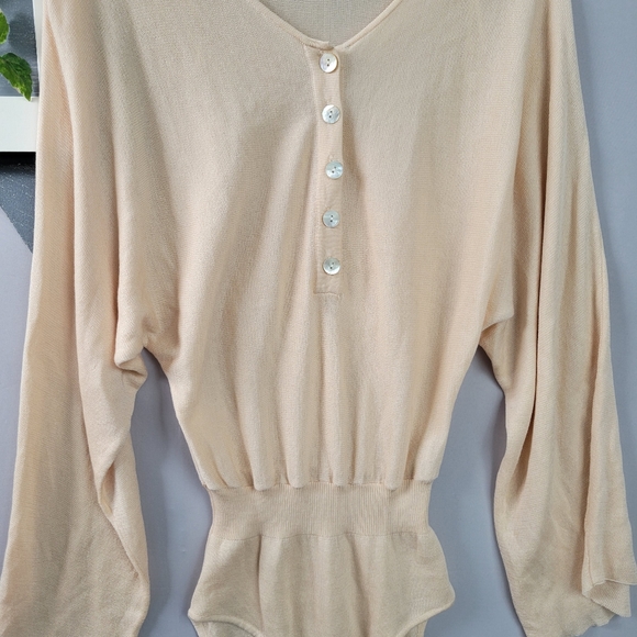 Zara Knit Wide Sleeve Button Front Bodysuit S - Picture 8 of 15